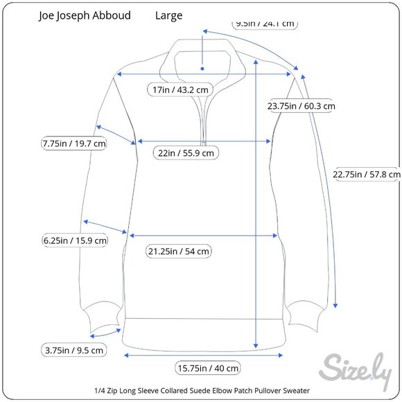 JOE Joseph Abboud 1/4 Zip LS Collared Suede Elbow Patch Pullover Sweater LG - Picture 7 of 7